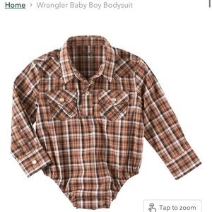Wrangler cowboy baby bodysuit shirt long sleeve pearl snap buttons Sz 24 months